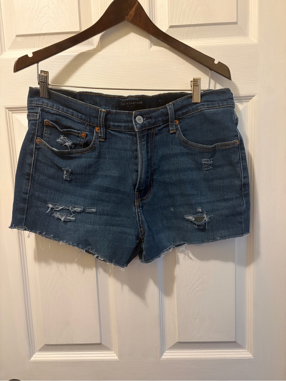 Lucky Brand Dark Blue Distressed Denim Cutoff Shorts